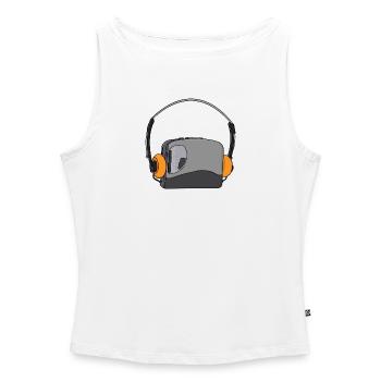 Cool Portable Cassette Audio Player - Women’s Organic Boat Neck Tank Top - white - Front - Selfina (174cm)