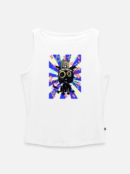 Katze Retro Kinder Hippie - Frauen Organic Tank Top mit U-Boot-Ausschnitt - Weiß