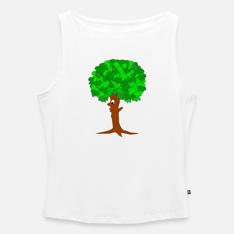 Funny Tree - Women’s Organic Boat Neck Tank Top - white