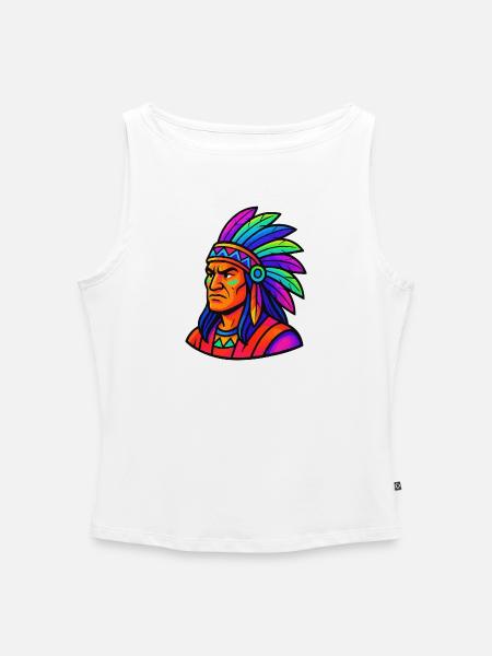 Häuptling Indianer Comic - Frauen Organic Tank Top mit U-Boot-Ausschnitt - Weiß