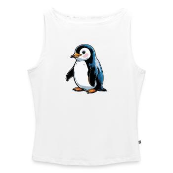 Ton Bleu de Pingouin Comique - Débardeur femme à encolure bateau bio - blanc - Devant - Selfina (174cm)