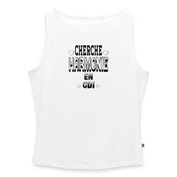 Looking for harmony on a permanent contract - Women’s Organic Boat Neck Tank Top - white - Front - Selfina (174cm)