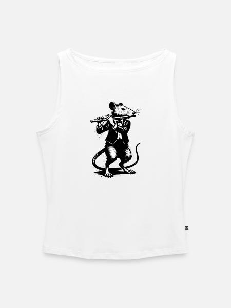 Ratte mit Flöte im Smoking - Frauen Organic Tank Top mit U-Boot-Ausschnitt - Weiß