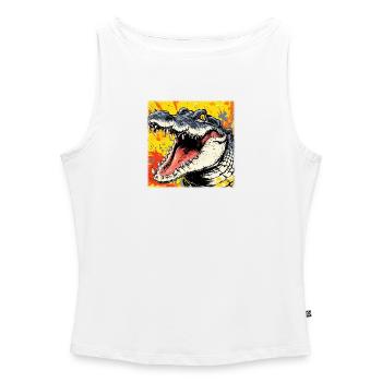 Wildes Krokodil – Urban Street Art Design - Frauen Organic Tank Top mit U-Boot-Ausschnitt - Weiß - Vorne - Selfina (174cm)