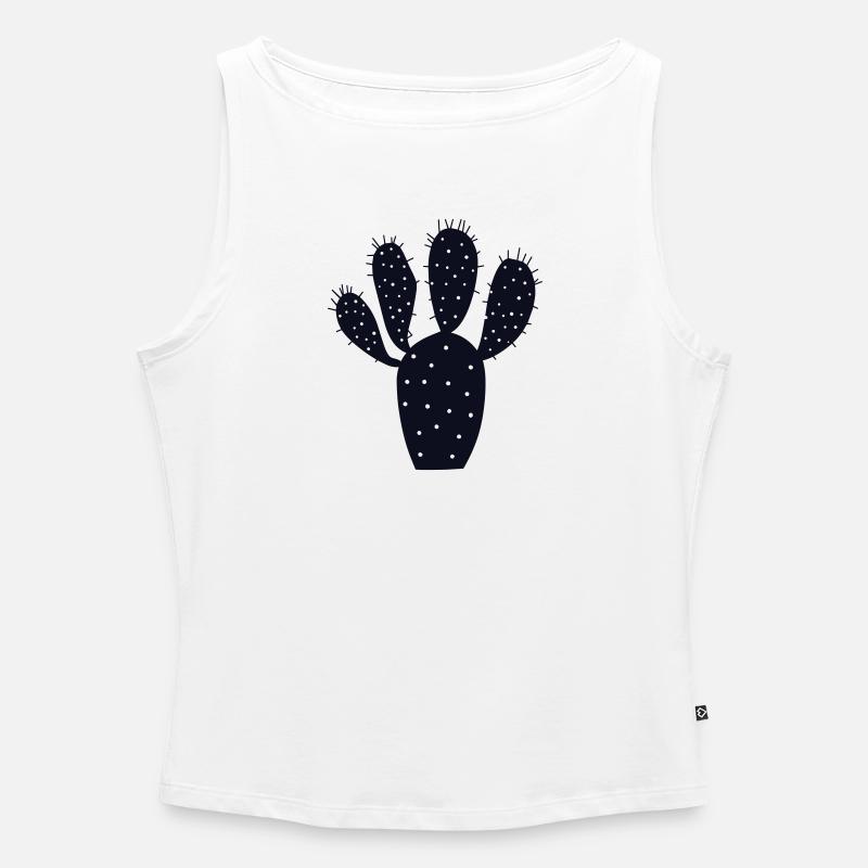 Mitternachtskaktus-Silhouette - Frauen Organic Tank Top mit U-Boot-Ausschnitt - Weiß