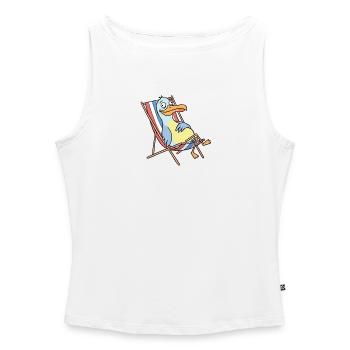 Relaxed beach pelican - Women’s Organic Boat Neck Tank Top - white - Front - Selfina (174cm)