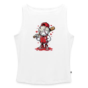 Dessin animé du joueur de baseball doux - Débardeur femme à encolure bateau bio - blanc - Devant - Selfina (174cm)
