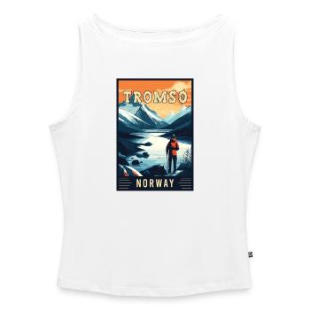 Entdecken Sie das arktische Abenteuer von Tromsø in Norwegen - Frauen Organic Tank Top mit U-Boot-Ausschnitt - Weiß - Vorne - Selfina (174cm)