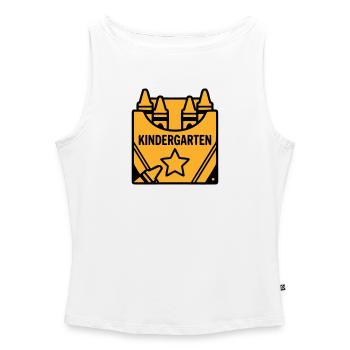 Crayons Kindergarten Logo - Women’s Organic Boat Neck Tank Top - white - Front - Selfina (174cm)