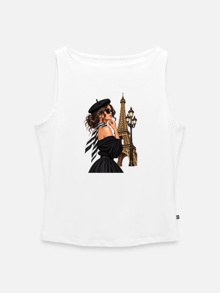 Pariser Chic Nocturne - Frauen Organic Tank Top mit U-Boot-Ausschnitt - Weiß