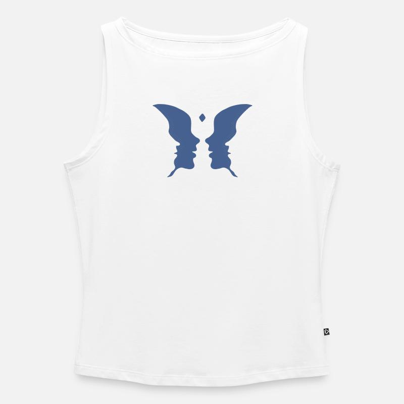 Küssende Gesichter oder ein Schmetterling - Frauen Organic Tank Top mit U-Boot-Ausschnitt - Weiß