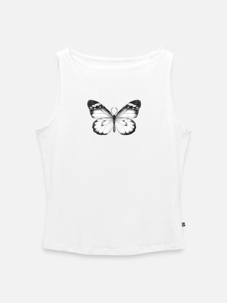 Monochromer Schmetterling - Frauen Organic Tank Top mit U-Boot-Ausschnitt - Weiß