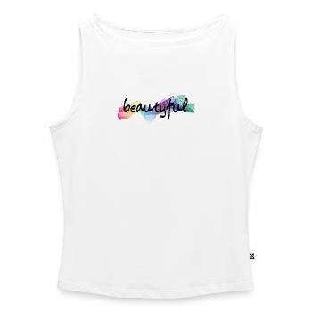 beautyful wunderschön - Frauen Organic Tank Top mit U-Boot-Ausschnitt - Weiß - Vorne - Selfina (174cm)