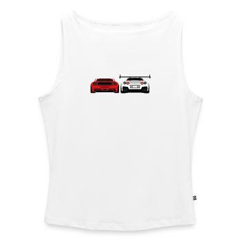 Sportwagen Heckansicht – Racing Car Design - Frauen Organic Tank Top mit U-Boot-Ausschnitt - Weiß - Vorne - Selfina (174cm)