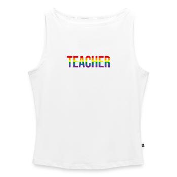 Teacher LGBT+ - Women’s Organic Boat Neck Tank Top - white - Front - Selfina (174cm)