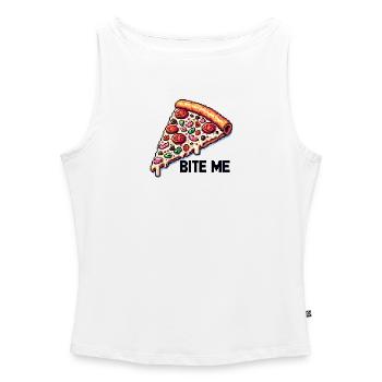 Mordez-moi la pizza - Débardeur femme à encolure bateau bio - blanc - Devant - Selfina (174cm)