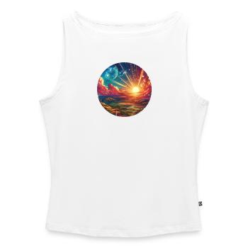 Landscape Colorful Epic Mountains Clouds Comic - Women’s Organic Boat Neck Tank Top - white - Front - Selfina (174cm)