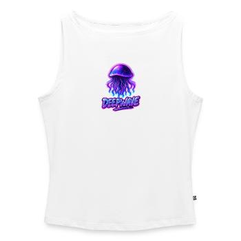 Neon Qualle Deepwave Design - Frauen Organic Tank Top mit U-Boot-Ausschnitt - Weiß - Vorne - Selfina (174cm)