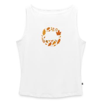 Autumn Foliage Wreath Design - Women’s Organic Boat Neck Tank Top - white - Front - Selfina (174cm)