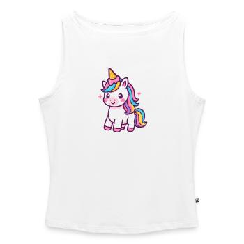 Licorne colorée avec crinière arc-en-ciel - Débardeur femme à encolure bateau bio - blanc - Devant - Selfina (174cm)