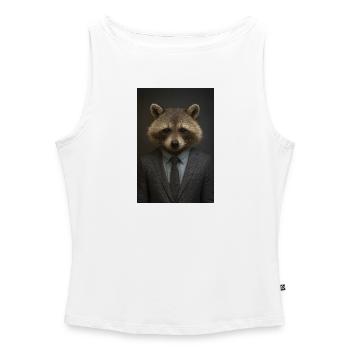 Raccoon in a suit – business style - Women’s Organic Boat Neck Tank Top - white - Front - Selfina (174cm)