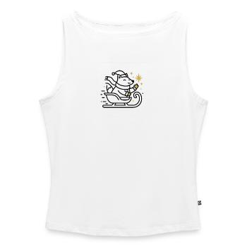 Weihnachtsmaus auf Schlitten - Frauen Organic Tank Top mit U-Boot-Ausschnitt - Weiß - Vorne - Selfina (174cm)