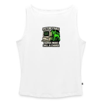 System Stable Taurus Mode Chill & Charge - Frauen Organic Tank Top mit U-Boot-Ausschnitt - Weiß - Vorne - Selfina (174cm)