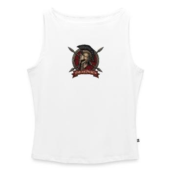 Spartanische Stärke Helm Schild - Frauen Organic Tank Top mit U-Boot-Ausschnitt - Weiß - Vorne - Selfina (174cm)