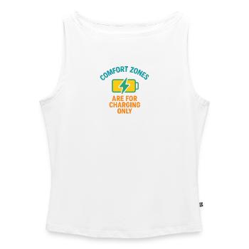 Comfort Zone Charging Motto - Women’s Organic Boat Neck Tank Top - white - Front - Selfina (174cm)