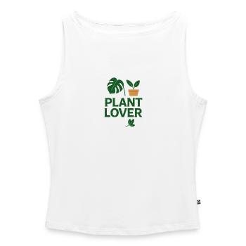 Plante en pot Monstera Plant Lover - Débardeur femme à encolure bateau bio - blanc - Devant - Selfina (174cm)