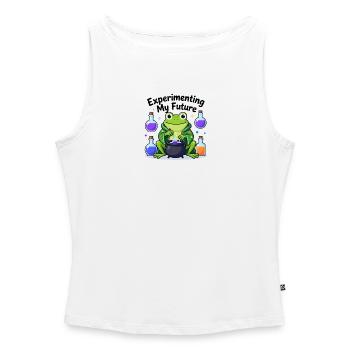 Experimenting My Future Frog Shirt Cute Science Te - Women’s Organic Boat Neck Tank Top - white - Front - Selfina (174cm)