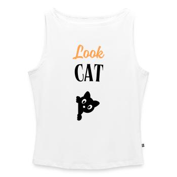 Look Cat - Débardeur femme à encolure bateau bio - blanc - Devant - Selfina (174cm)