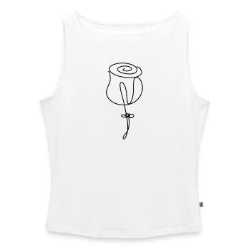 Fleur de rose minimaliste dessinée à la main - Débardeur femme à encolure bateau bio - blanc - Devant - Selfina (174cm)