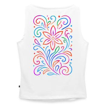 Leuchtendes florales Mandala - Frauen Organic Tank Top mit U-Boot-Ausschnitt - Weiß - Hinten - Selfina (174cm)