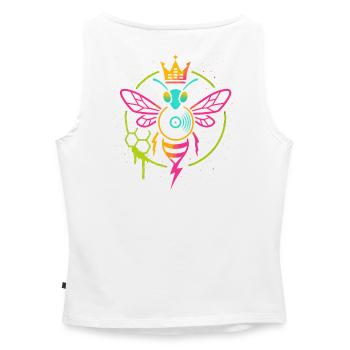 Neon Queen Bee, Electro Hive Beats - Frauen Organic Tank Top mit U-Boot-Ausschnitt - Weiß - Hinten - Selfina (174cm)