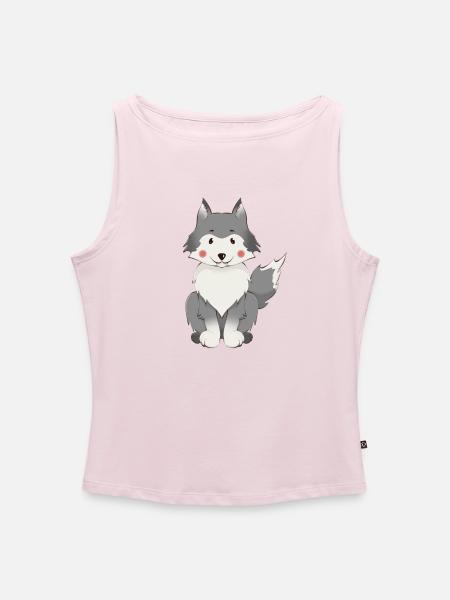 Wolf - Frauen Organic Tank Top mit U-Boot-Ausschnitt - Puderrosa