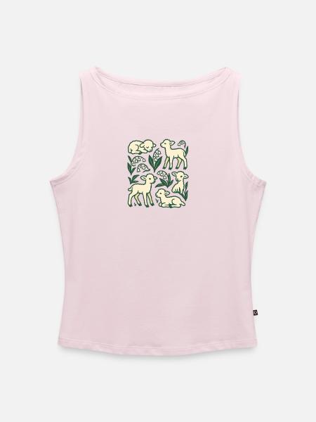 Lamb Quartet in Spring Meadow - Frauen Organic Tank Top mit U-Boot-Ausschnitt - Puderrosa