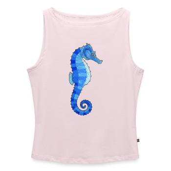 Geometrisches Blaues Seepferd-Print - Frauen Organic Tank Top mit U-Boot-Ausschnitt - Puderrosa - Vorne - AI Model Female 172 dark (172cm)