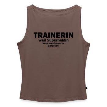 trainerin - Frauen Organic Tank Top mit U-Boot-Ausschnitt - Dunkles Taupe - Vorne - AI Model Female 172 dark (172cm)
