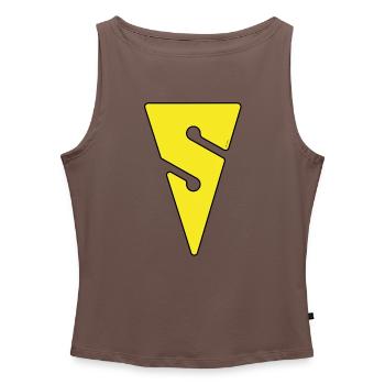 tecArrow-Yellow - Frauen Organic Tank Top mit U-Boot-Ausschnitt - Dunkles Taupe - Vorne - AI Model Female 172 dark (172cm)