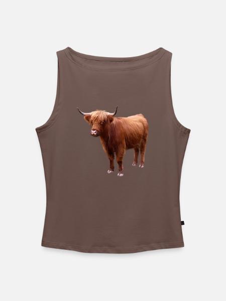 Schottisches Hochlandrind - Frauen Organic Tank Top mit U-Boot-Ausschnitt - Dunkles Taupe