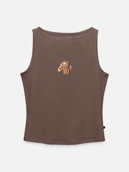Streifenhörnchen mit Nuss - Frauen Organic Tank Top mit U-Boot-Ausschnitt - Dunkles Taupe