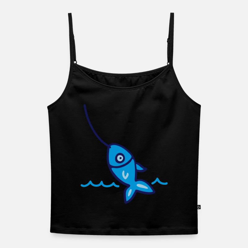 Fishing - Fish 3 - Women's Premium Organic Spaghetti Strap Top - black