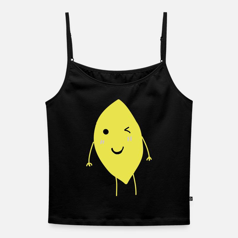 Winking Lemon - Women's Premium Organic Spaghetti Strap Top - black