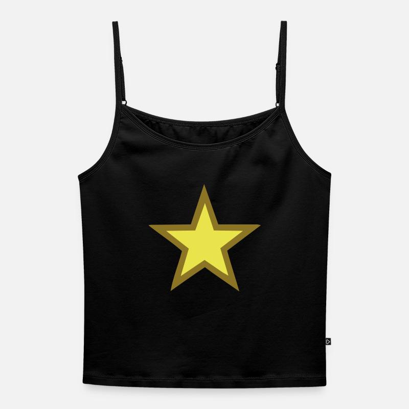 star - Women's Premium Organic Spaghetti Strap Top - black