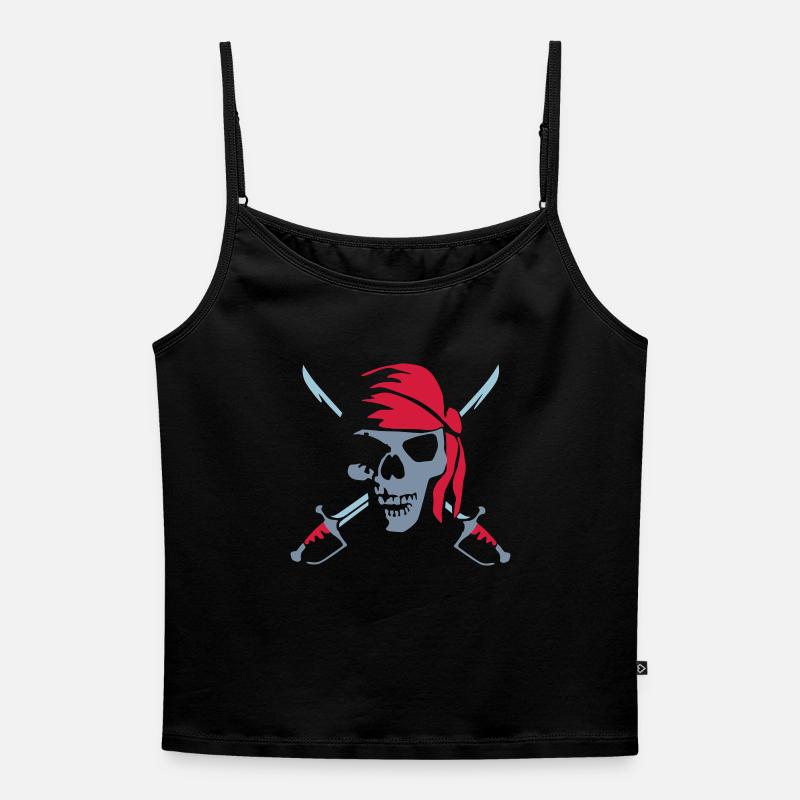 pirate_saber_022011_b_3c - Women's Premium Organic Spaghetti Strap Top - black