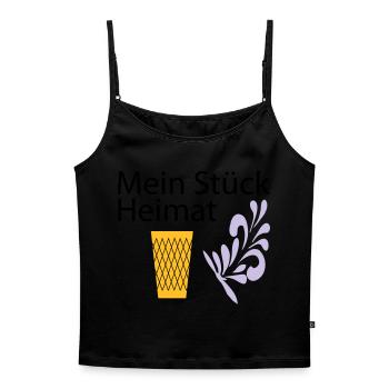 Meine Heimat Geripptes - Apfelwein - Frauen Premium Organic Top mit Spaghettiträgern - Schwarz - Vorne - Selfina (174cm)