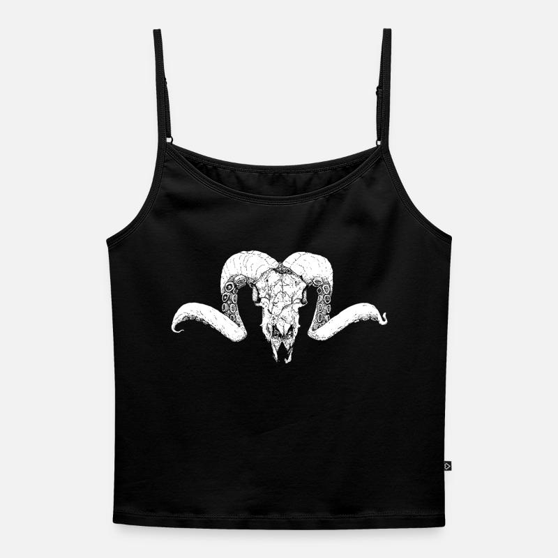 Goat's head 2 - Women's Premium Organic Spaghetti Strap Top - black
