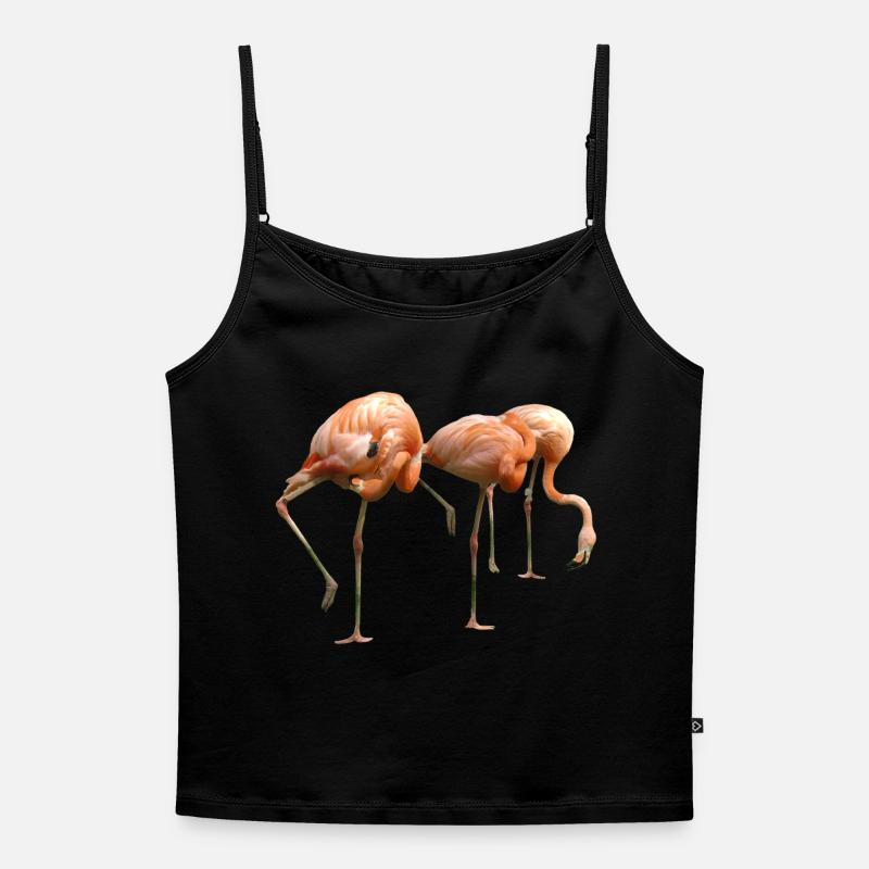 Flamingo - Women's Premium Organic Spaghetti Strap Top - black
