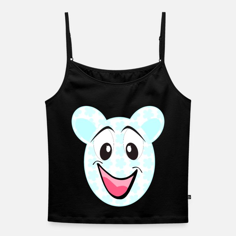 Smiling bear with floral pattern - Women's Premium Organic Spaghetti Strap Top - black